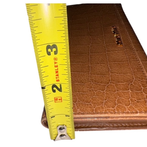 Prada MIU MIU Long Leather Wallet Camel Tan Gold Letters - Picture 14 of 14